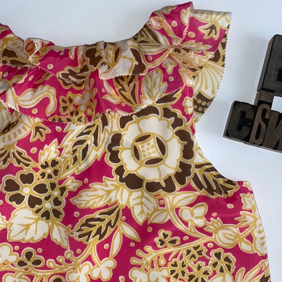 J. CREW Ruffle Neck Sleeveless Floral Print Top - Picture 6 of 12